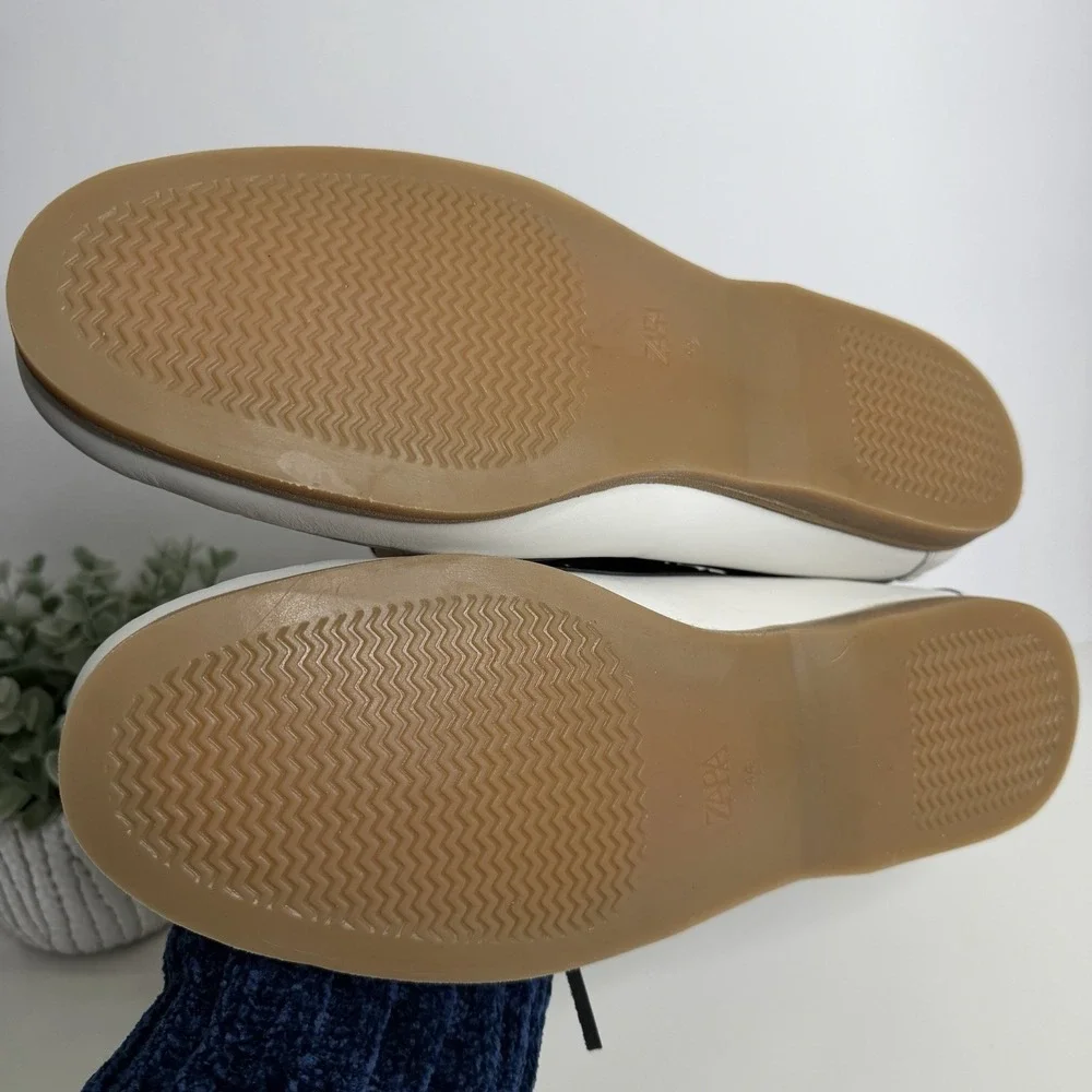 Zara Man Leather Deck Shoes Limited Edition White Navy US 11‎ EU 44 NWT Casual